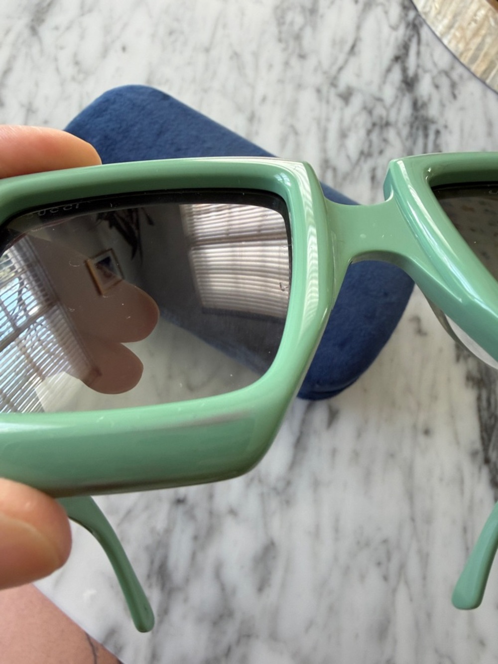 Gucci Mint Green Square Statement Sunglasses - Picture 6 of 8